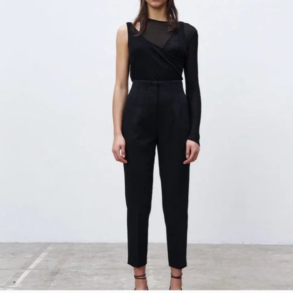 ZARA BLACK HIGH WAIST PLEATED PANT TROUSERS WITH DARTS - Picture 4 of 17